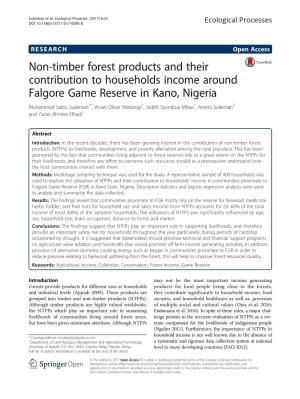 Non-Timber Forest Products and Their Contribution to Households Income