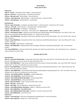 Kansas Relays Friday, April 19, 2013 Field Events 8:00 Am – Javelin 8