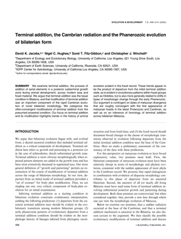 Terminal Addition, the Cambrian Radiation and the Phanerozoic Evolution of Bilaterian Form