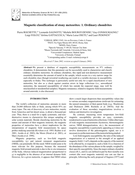 Magnetic Classification of Stony Meteorites: 1. Ordinary Chondrites