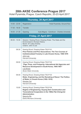 28Th AKSE Conference Prague 2017 Hotel Pyramida, Prague, Czech Republic, 20-23 April 2017