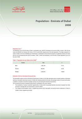 Population - Emirate of Dubai 2008