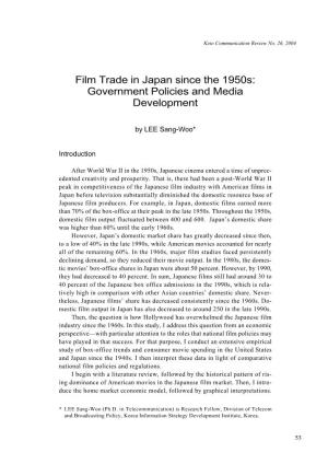 Film Trade in Japan Since the 1950S: Government Policies and Media Development