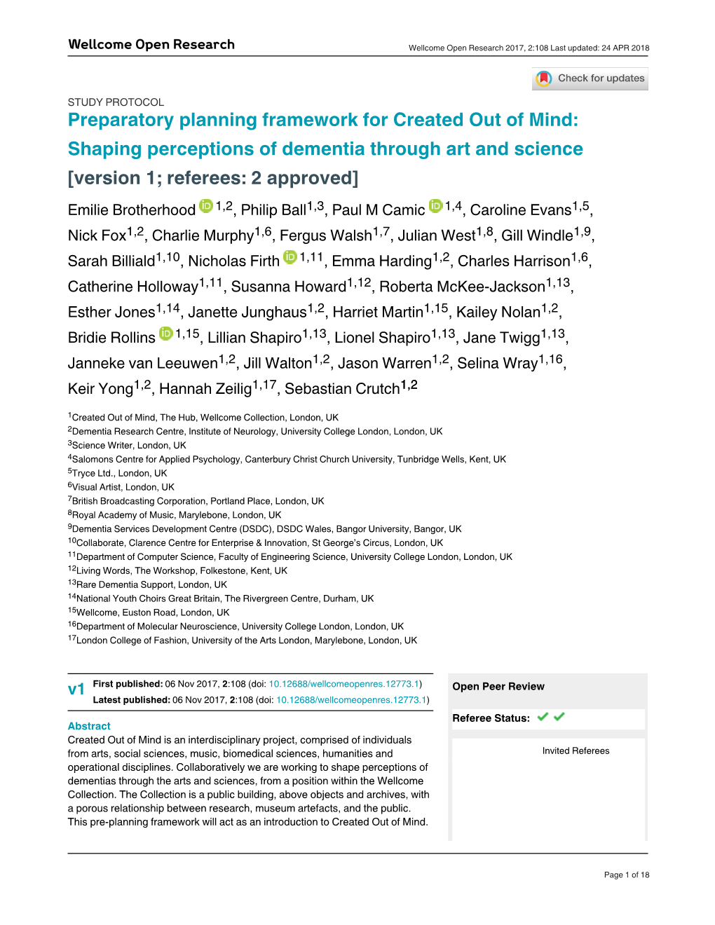 Preparatory Planning Framework for Created out of Mind