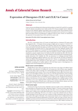 Expression of Oncogenes ELK1 and ELK3 in Cancer