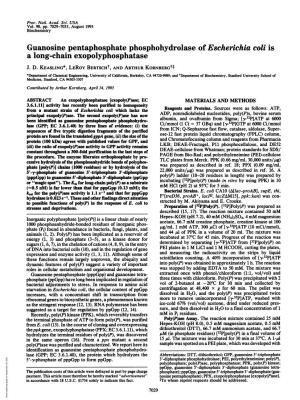 Guanosine Pentaphosphate Phosphohydrolase of Escherichia Coli Is a Long-Chain Exopolyphosphatase J