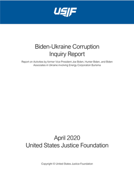 Biden-Ukraine Corruption Inquiry Report April 2020 United States