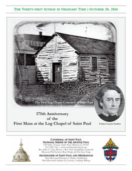 175Th Anniversary of the First Mass at the Log Chapel of Saint Paul Father Lucien Galtier