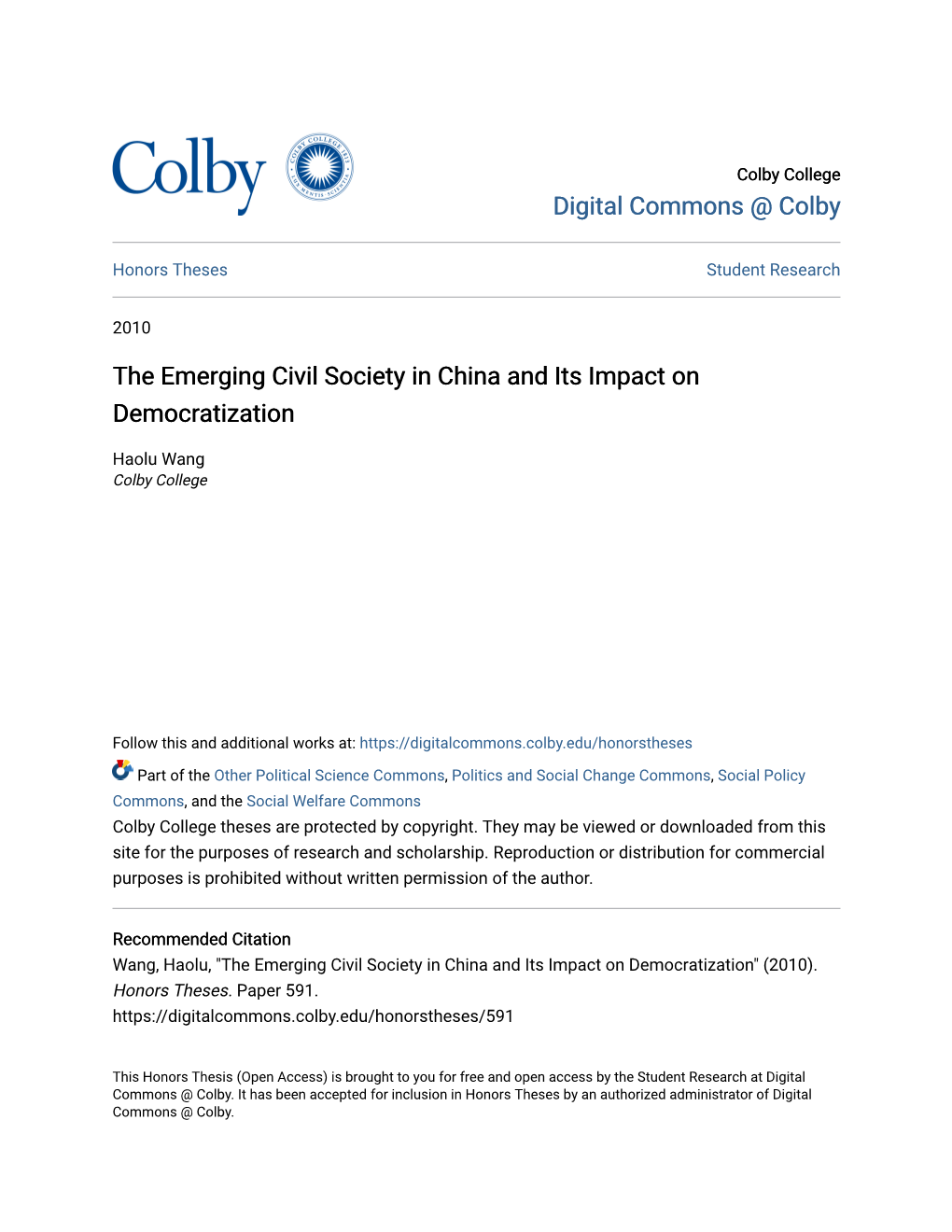 The Emerging Civil Society in China and Its Impact on Democratization
