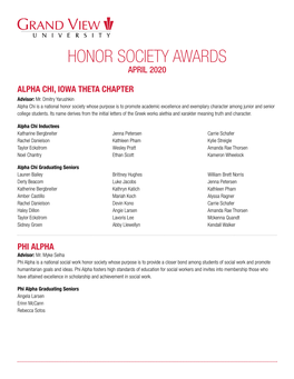 Honor Society Awards April 2020
