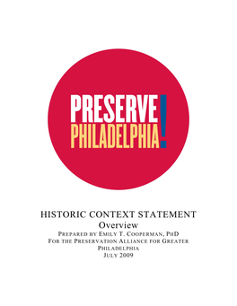 HISTORIC CONTEXT STATEMENT Overview PREPARED by EMILY T