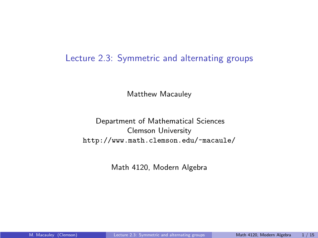 Symmetric and Alternating Groups