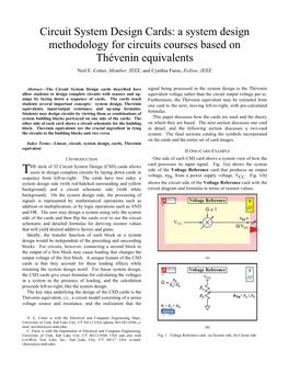 Circuit System Design Cards: a System Design Methodology for Circuits Courses Based on Thévenin Equivalents Neil E