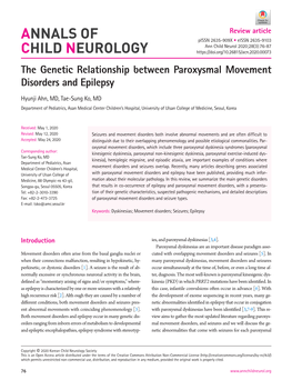 The Genetic Relationship Between Paroxysmal Movement Disorders and Epilepsy