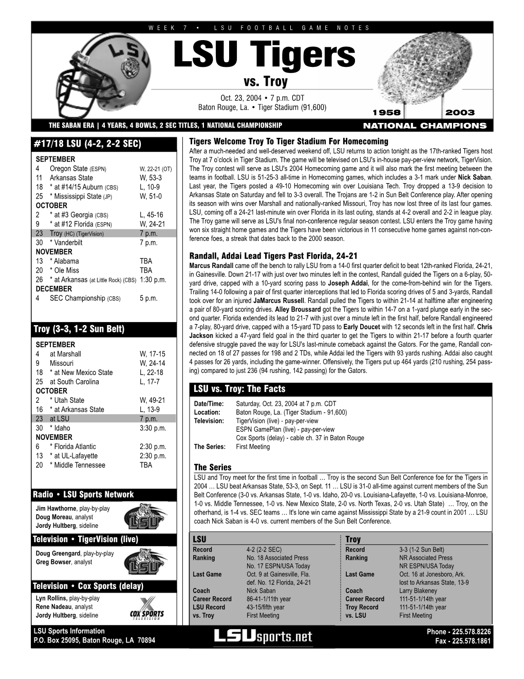 Week 7 Game Notes