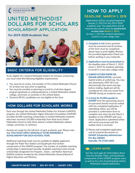United Methodist Dollars for Scholars Scholarship, ONLINE APPLICATION, Not Both
