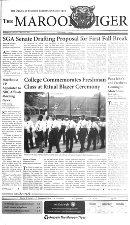SGA Senate Drafting Proposal for First Fall Break College Commemorates Freshman Class at Ritual Blazer Ceremony
