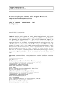 Comparing League Formats with Respect to Match Importance in Belgian Football