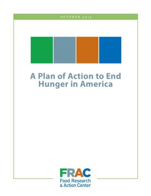 A Plan of Action to End Hunger in America I