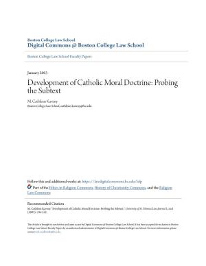 Development of Catholic Moral Doctrine: Probing the Subtext M