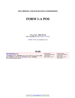 Fig Publishing, Inc. Form 1-A POS Filed 2021-07-16