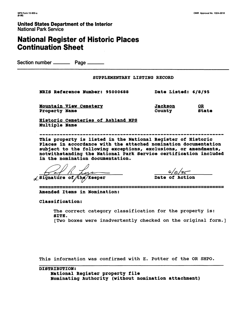 National Register of Historic Places Continuation Sheet