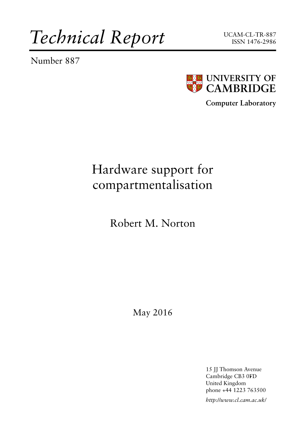 Hardware Support for Compartmentalisation