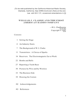 William J. Clarke and the First American Radio Company