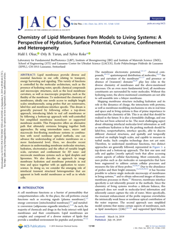 Chemistry of Lipid Membranes from Models to Living Systems: a Perspective of Hydration, Surface Potential, Curvature, Conﬁnement and Heterogeneity Halil I