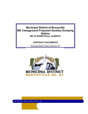 Municipal District of Bonnyville MD Campground Proposed Sanitary Dumping Station MD of BONNYVILLE, ALBERTA