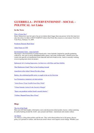 GUERRILLA - INTERVENTIONIST - SOCIAL - POLITICAL Art Links