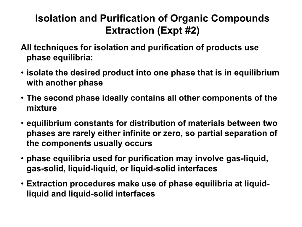 Isolation And Purification Of Organic Compounds Extraction (Expt - DocsLib