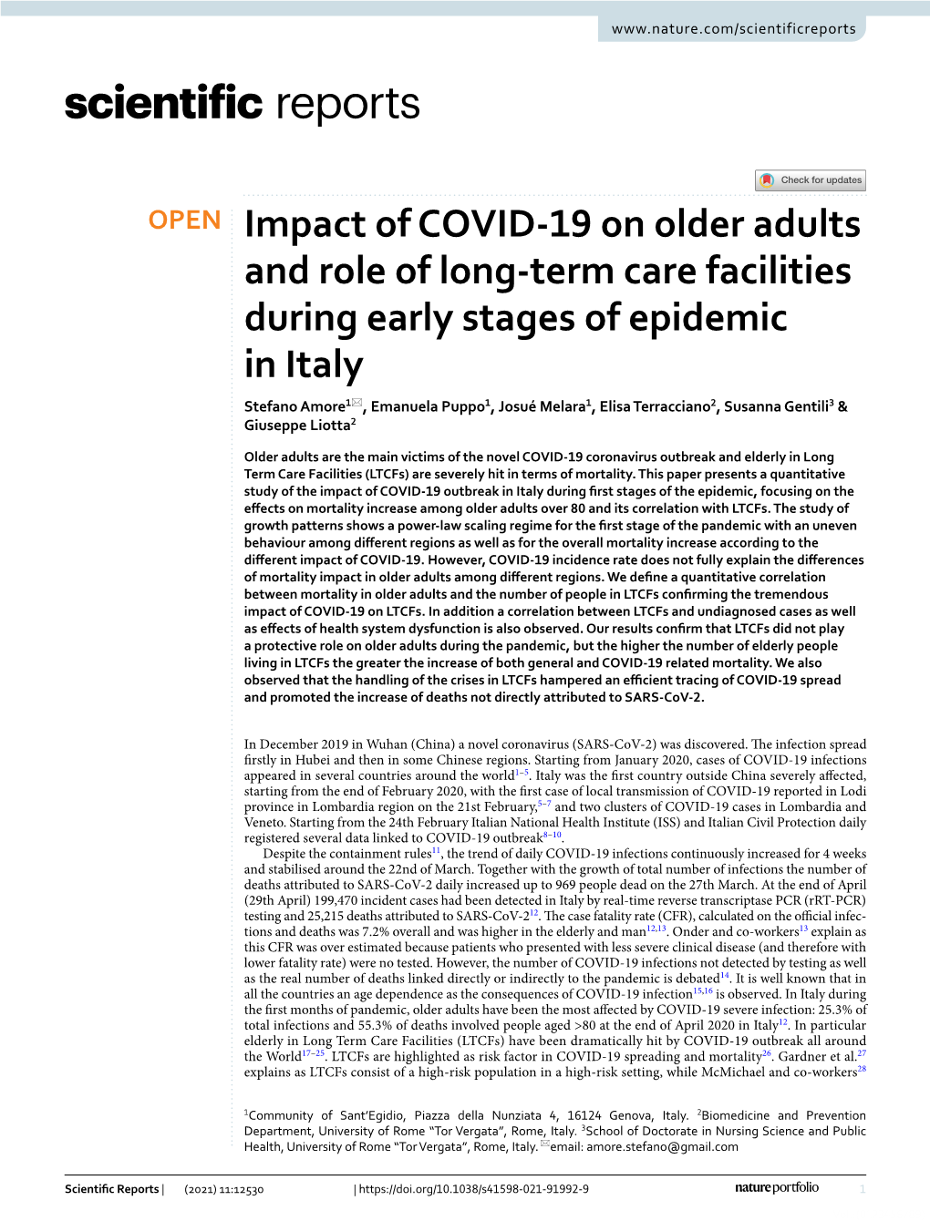 Impact of COVID-19 on Older Adults and Role of Long-Term