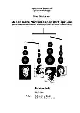 Musikalische Markenzeichen Der Popmusik Arbeitspraktiken Verschiedener Musikproduzenten in Analyse Und Umsetzung