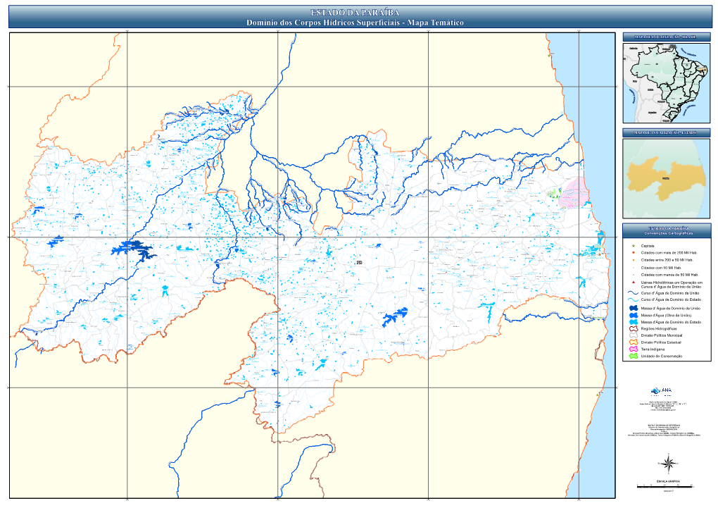 ESTADO DA PARAÍBA Domínio Dos Corpos Hídricos Superficiais - Mapa Temático