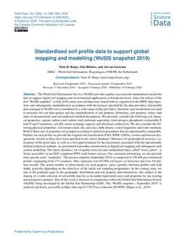 Standardised Soil Profile Data to Support Global Mapping