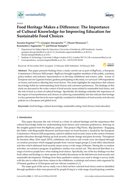 Food Heritage Makes a Difference: the Importance of Cultural Knowledge for Improving Education for Sustainable Food Choices