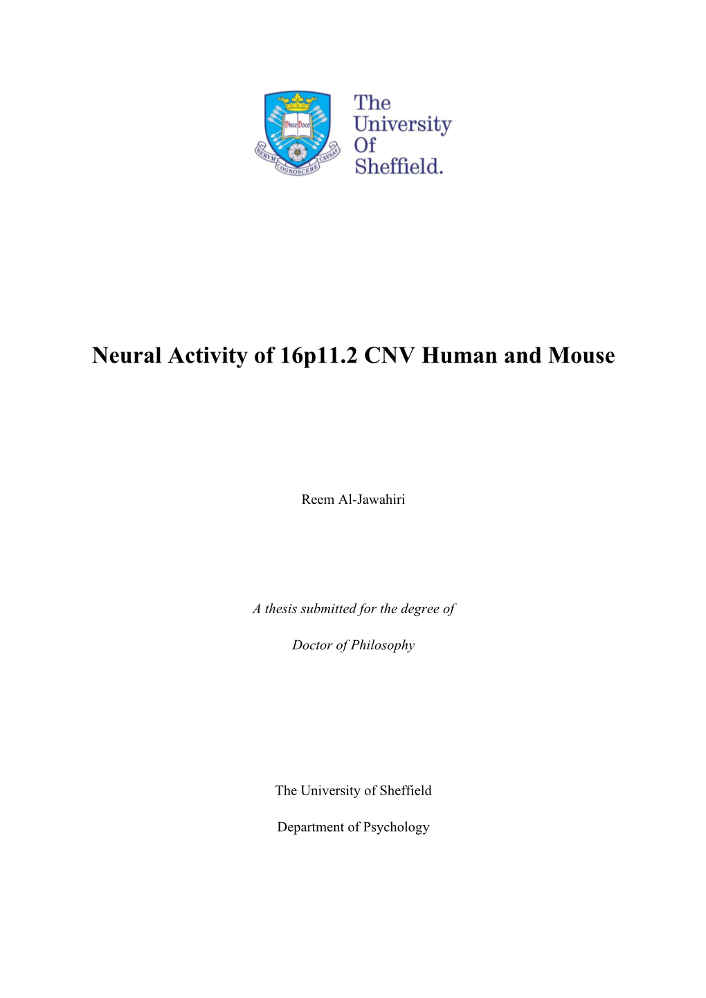 Neural Activity of 16P11.2 CNV Human and Mouse