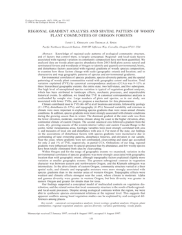 Regional Gradient Analysis and Spatial Pattern of Woody Plant Communities of Oregon Forests