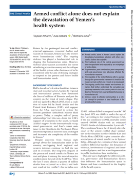 Armed Conflict Alone Does Not Explain the Devastation of Yemen's Health