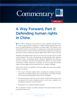 A Way Forward, Part II: Defending Human Rights in China