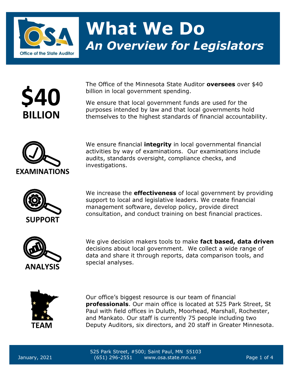 What We Do an Overview for Legislators