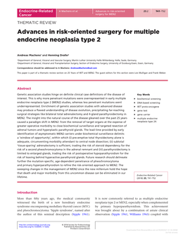Advances in Risk-Oriented Surgery for Multiple Endocrine Neoplasia Type 2