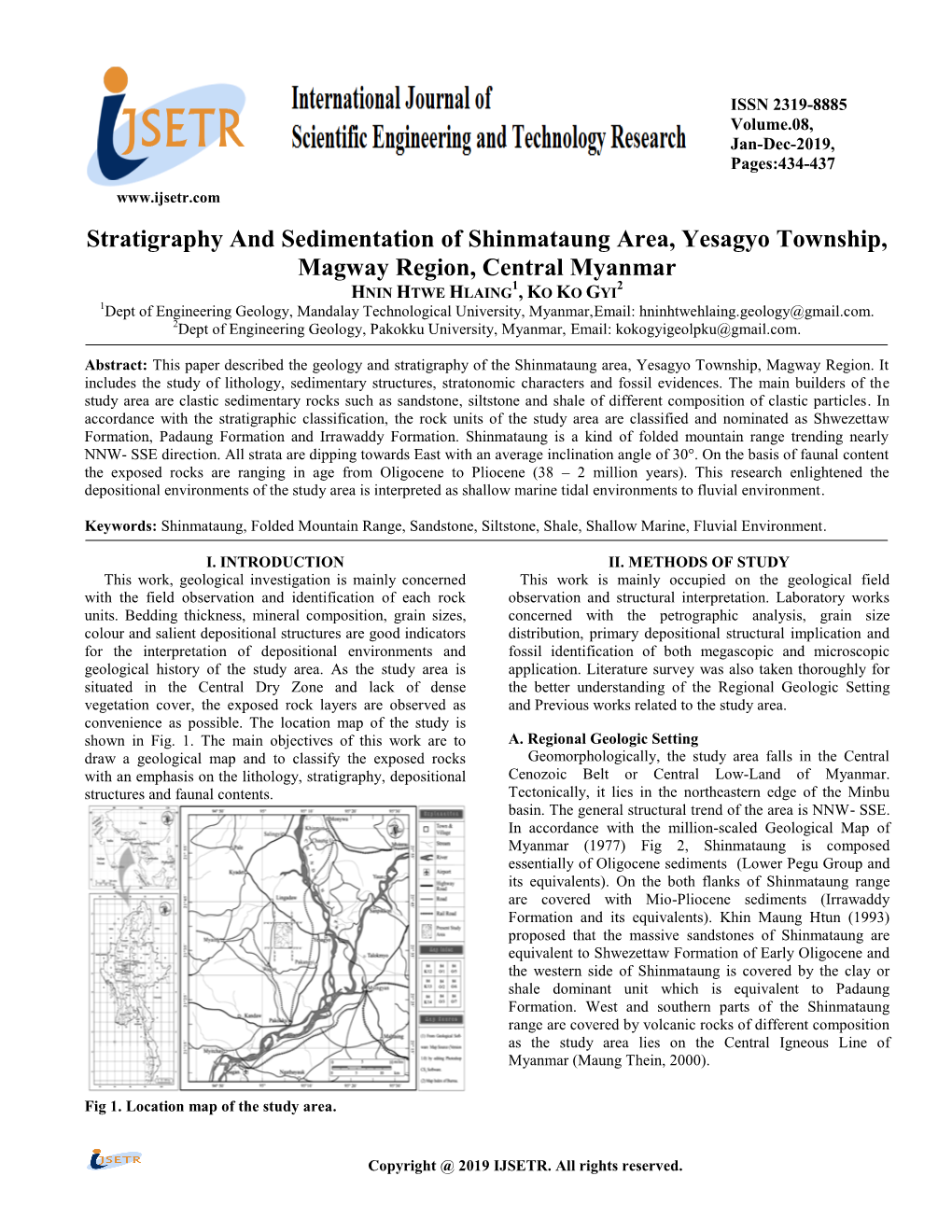 Stratigraphy and Sedimentation of Shinmataung Area, Yesagyo Township, Magway Region, Central Myanmar