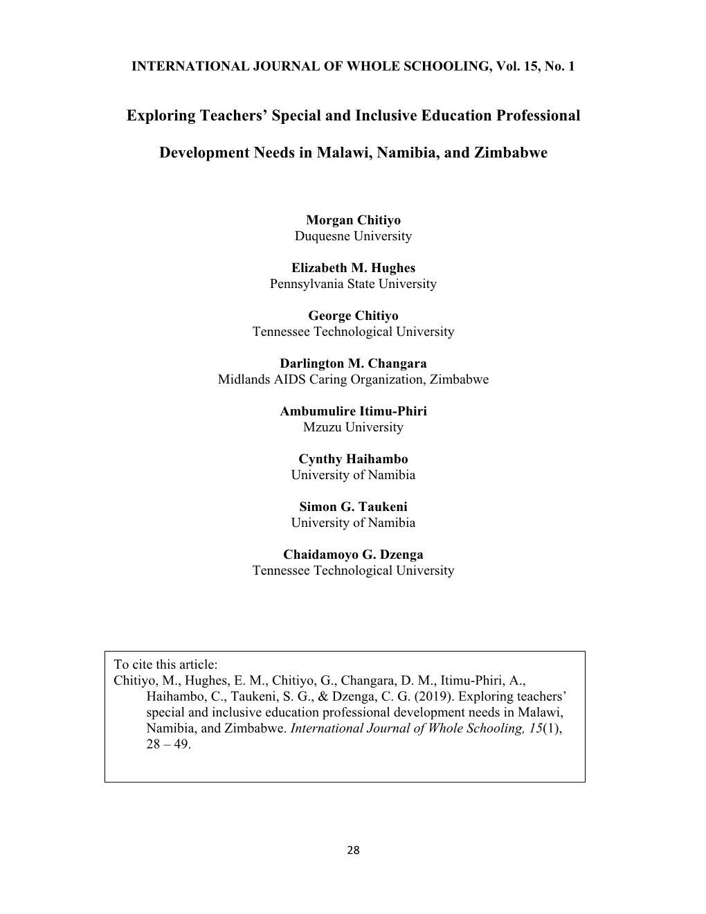 Exploring Teachers' Special and Inclusive Education Professional