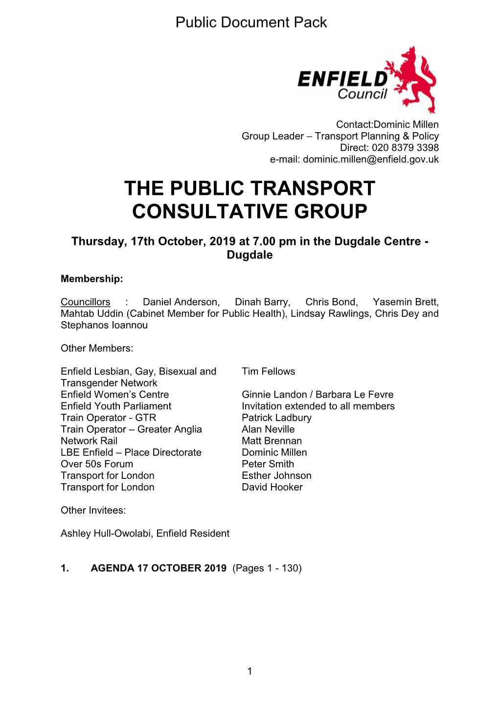 (Public Pack)Agenda Document for Public Transport Consultative Group, 17/10/2019 19:00