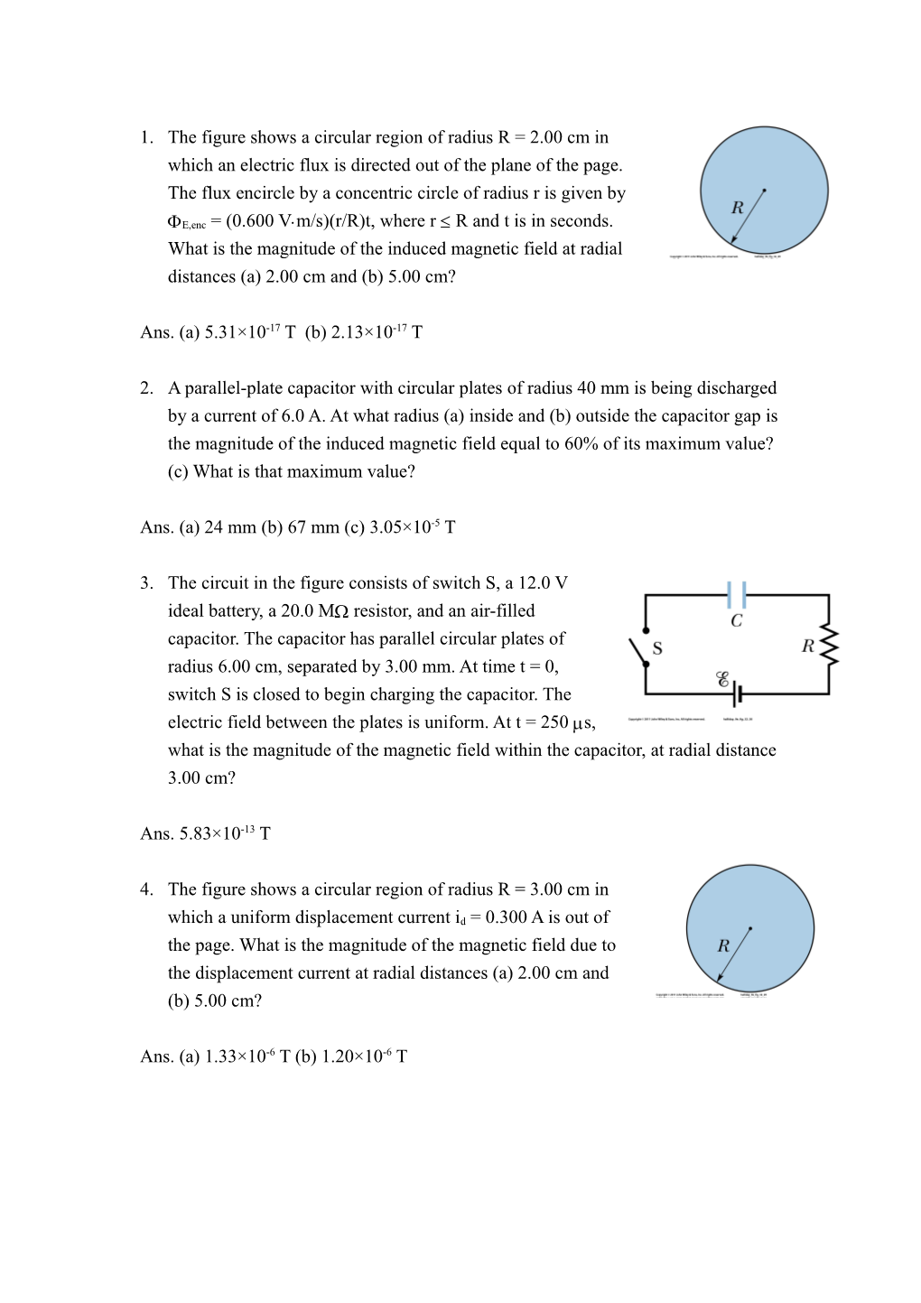 1. the Figure Shows a Circular Region of Radius R = 2.00 Cm in Which an Electric Flux Is