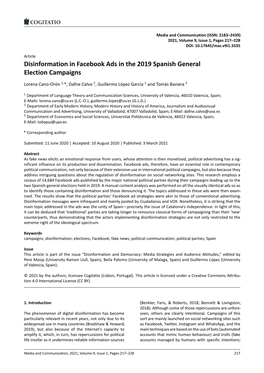Disinformation in Facebook Ads in the 2019 Spanish General Election Campaigns