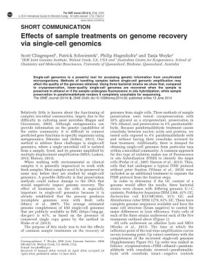 Effects of Sample Treatments on Genome Recovery Via Single-Cell Genomics