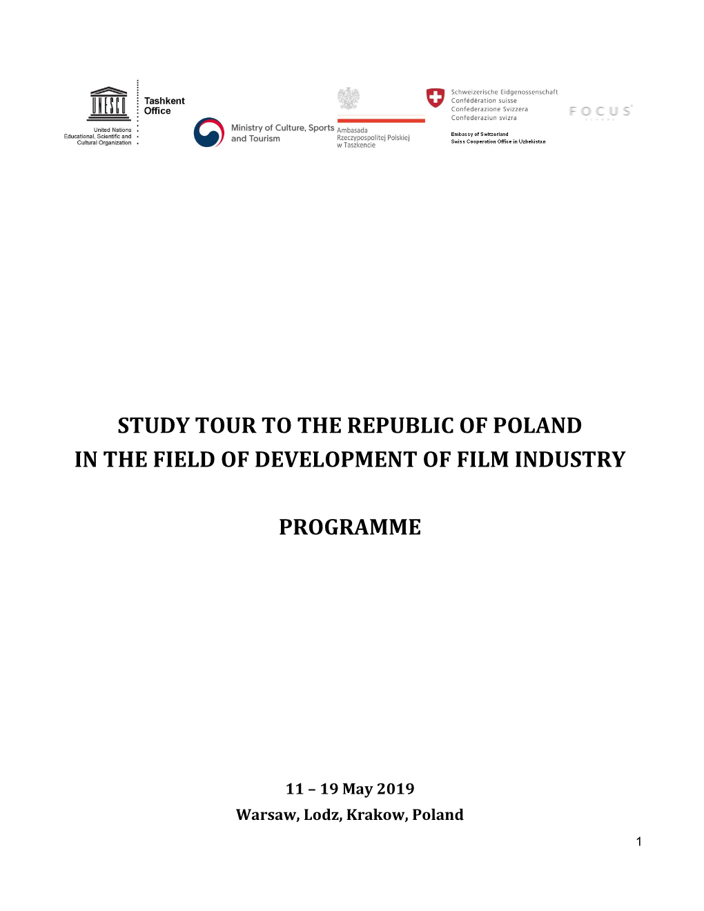 Study Tour to the Republic of Poland in the Field of Development of Film Industry